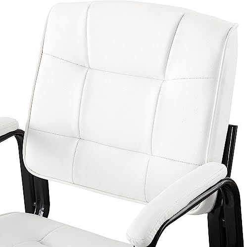Naomi Home Mindy Office Guest Chair Set of 8 - Luxurious Leather Executive Chairs Set for Reception, Conference, Lobby - White