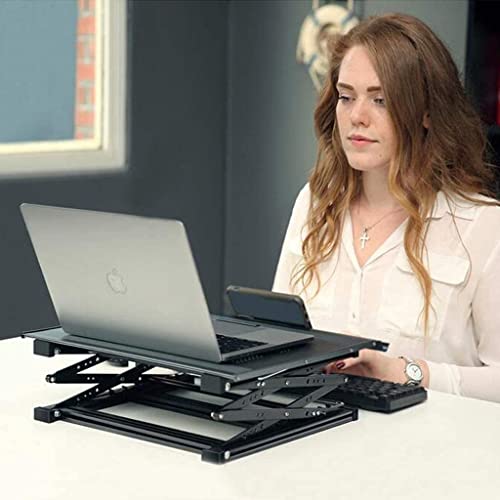 HAOSIZHEYU Mobile Standing Desk Adjustable Height, Adjustable Laptop Desk Home Office Workstation, Rolling Desk Laptop Cart for Standing or Sitting, Black