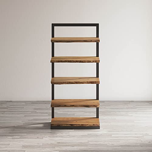 Jofran Inc. Acacia Hardwood Live Edge Bookcase, 5 Shelf, 35''Wx14''Dx71''H, Natural Finish