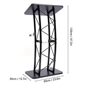 EESHHA Portable Black Stainless Steel Lectern Podium Pulpit Stand