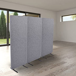 S Stand Up Desk Store ReFocus™ Raw Freestanding Acoustic Room Divider 3 Pack - Castle Gray, 24" X 62