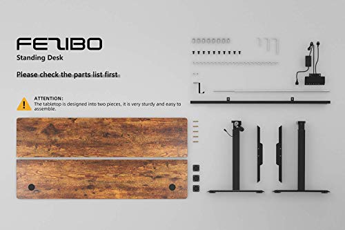 FEZIBO Electric Standing Desk with Drawer, 55 x 24 inches Splice Board | Anti Fatigue Mat Wooden Wobble Balance Board (Medium, Obsidian Black)
