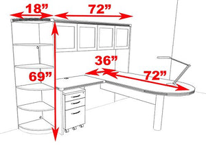 UTM Furniture 5pc Modern Contemporary L Shape Executive Office Desk Set, RO-ABD-L21