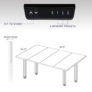 VIVO Electric Height Adjustable Stand Up Desk, 95 x 55 inch, Rustic Vintage Brown Table Tops, Black Dual Motor Frame, Large Standing Workstation - DESK-KIT-404N