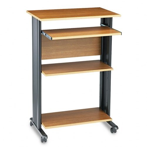 Safco Products 1923MO Muv 45" H Stand-Up Desk Fixed Height Computer Workstation with Keyboard Shelf, Medium Oak