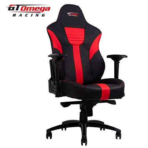 GT OMEGA Master XL Racing Gaming Chair with Lumbar Support - Heavy Duty Ergonomic Office Desk Chair with 4D Adjustable Armrest & Recliner - PVC Leather Esport Seat for Racing Console - Black & Red