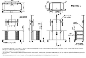 VFI AVFI MC1000-S All Metal Monitor Cart with Single Monitor Mount, Black, Camera Shelf, Handles, Perforated Sides, Locking Acrylic Door, Heavy Duty Casters