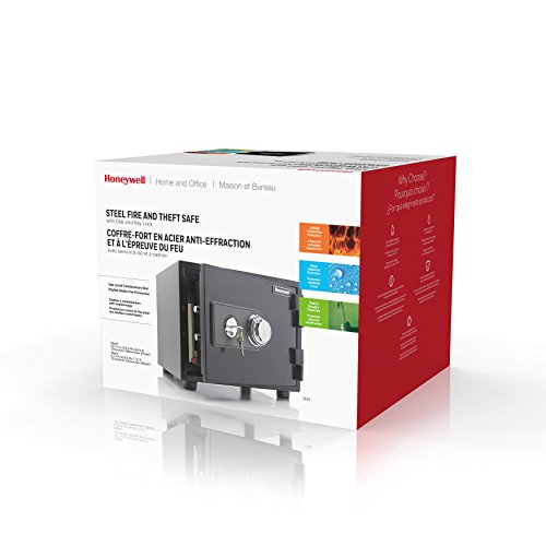 Honeywell Safes & Door Locks - 2101 Steel Fireproof and Waterproof Security Safe with Dual Dial and Key Lock Protection, 0.50-Cubic Feet, Black