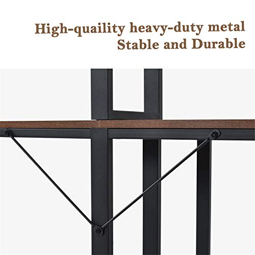 Large Home Office Desk Double Workstation Desk, Extra Long Two Person Computer Desk with Storage Shelves and Hutch,Spacious Tabletop, Multifunction Writing Study Table for Two Person (Brown)
