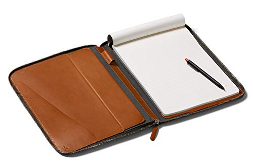 Bellroy Work Folio A4 (Premium Leather Portfolio, Zipper Closure, Organizers A4 Notebooks, Pens, Phone, Cards & More) - Caramel