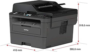 Brother Premium MFC L27 Series Compact Monochrome All-in-One Laser Printer I Print Copy Scan Fax I Wirless I Mobile Printing I Auto 2-Sided Printing I ADF I 32 ppm I ADF + Delca HDMI Cable