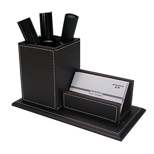 KINGFOM 8 PCS/set Office Desk Organizer, Files Holder Tray, Desk Drawer Cabinet, Stationery Organizer Box, Pen Pencil Holder, Tissue Box Cover etc.(Brown-T01)