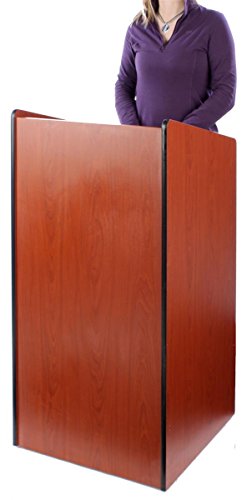 Displays2go Speaker Podium with Locking Doors and Hidden Wheels, Adjustable Shelf (LCT4502DC)