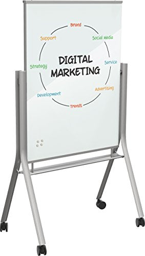 Best-Rite Visionary Curve Mobile Magnetic Glass Whiteboard Easel (74955)