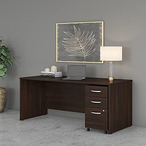 Bush Business Furniture Studio C Office Desk with Mobile File Cabinet, 72W x 30D, Black Walnut