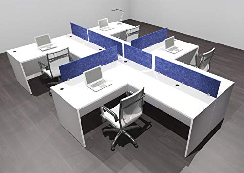 UTM Furniture Modern Acoustic Divider Office Workstation Desk Set - Four Person, OF-CPN-SPRB45