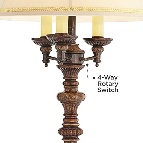 Barnes and Ivy Traditional Italian Floor Lamp Candelabra Style 4-Light 64.5" Tall Bronze Brown Gold Bell Shade