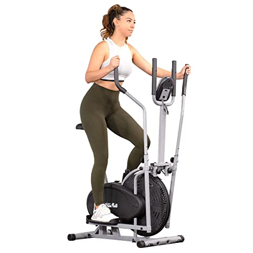 XtremepowerUS 2 in 1 Elliptical Fan Bike Dual Cross Trainer Machine Exercise Workout Home Gym LCD Monitor Heart Rate Sensor