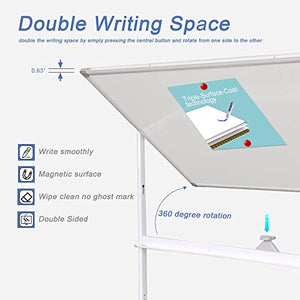 Easel-Style Dry Erase Boards Mobile 36 x 71 Inches Double Sided Whiteboard with Aluminum White Frame Pizarra Blanca Magnetica Móvil