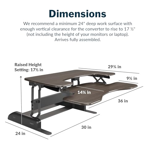 Vari VariDesk Pro Plus 36 - Standing Desk Converter - Adjustable Computer Desk Riser