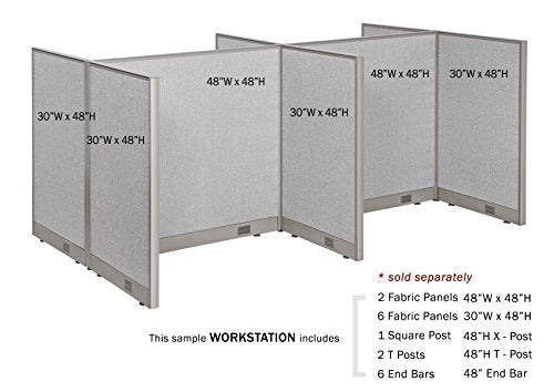 GOF Single Office Partition, Large Fabric Room Divider Panel, Custom Built Workstation 36" W x 60" H
