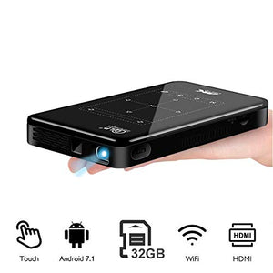 Laiduoao Mini Projector, WiFi Video Projector DLP Projector with 50,000 Hrs Lamp Life, 1080P and 150”Display Supported Portable Projector, Built-in Battery and Speakers with 360°Rotation Tripod