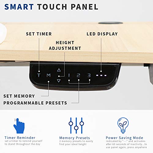 VIVO Electric Height Adjustable 63 x 32 inch Stand Up Desk, Complete Active Workstation with 3 Section Light Wood Table Top, White Frame, Touch Screen Controller, DESK-KIT-2EWC