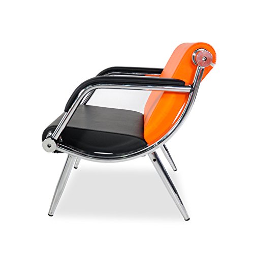 walnest Office Reception Chairs Set Guest Chair with Armrest Leather Room Sofa Padded Cushions Airport Hospital Bank (21-Seat,Orange and Black)