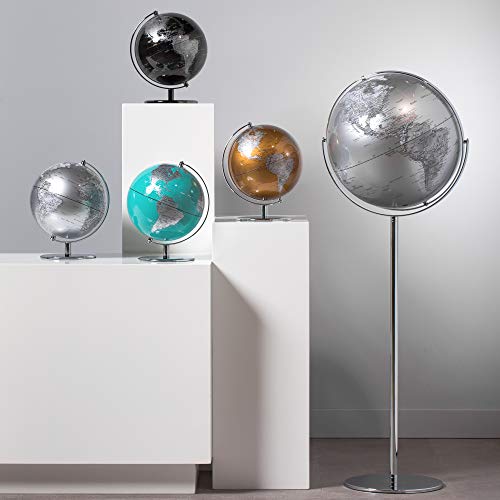 Torre & Tagus 902320 Latitude Standing Floor Globe, Silver