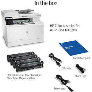 HP Laserjet Pro M183fw Wireless Color All-in-One Laser Printer - Print Scan Copy Fax - 16 ppm, 600 dpi, Voice-Activated, Manual Duplex Printing, 35-Page ADF