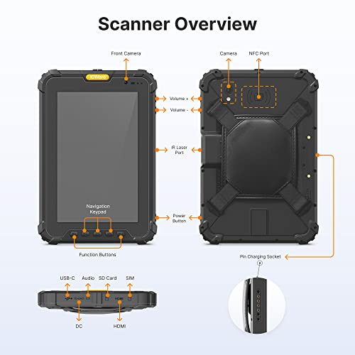 IDWare Visitor Management Bundle with 8" Android ID and Passport Scanner - Falcon with Tabletop Stand