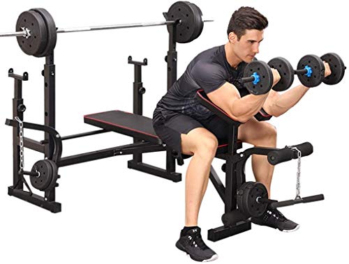 DLWDMRV Fitness aid Dumbbell Bench Adjustable Weight Bench, Squat Rack Indoor Multi-Function Weight, Strength Training Fitness Equipment for Full-Body Workout