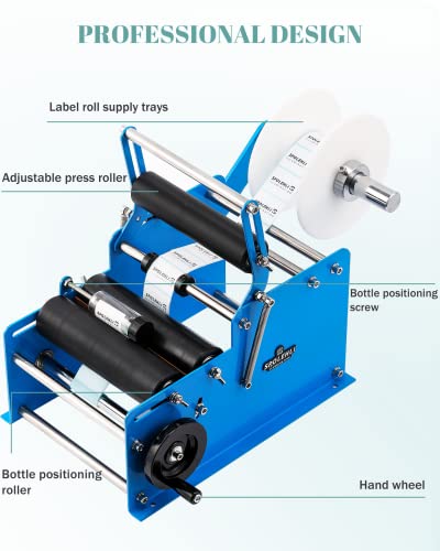 Spolehli Manual Round Bottle Labeling Machine with Swing Arm, Adjustable Self-Adhesive Label Applicator