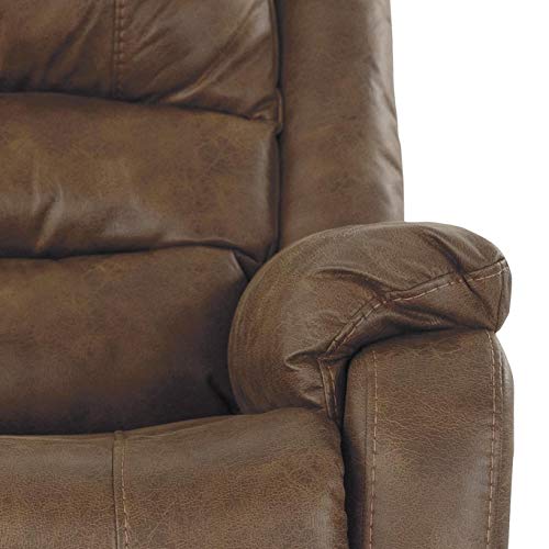 Misc Metal Frame Power Lift Recliner with Tufted Backrest Brown Faux Leather