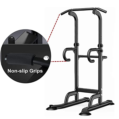 GREARDEN Power Tower Dip Station Pull Up Bar Exercise Tower Adjustable Pull Up Station Pull Up Tower Bar for Home Gym Multi-Function Strength Training Fitness Equipment