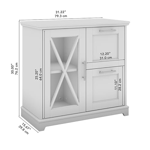 Bowery Hill Engineered Wood Lateral File Cabinet with Shelves in Linen White Oak