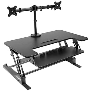 Mount-It! Standing Desk Converter with Dual Monitor Mount - Height Adjustable Sit Stand Workstation - 36 Inch Wide Gas Spring Lift - Black (MI-7934)