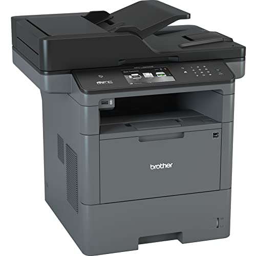 Brother MFC All-in-One Wireless Monochrome Laser Printer, Black- Print Copy Scan Fax - 48 ppm, 1200 x 1200 dpi, 4.85" LCD, NFC, 512MB Memory, Auto Duplex Printing, 80-Sheet ADF, Printer Cable