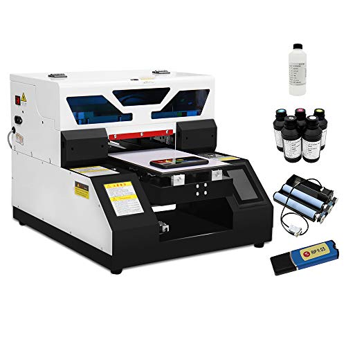 Full Automatic A4 UV Printer Flatbed Small UV Printers with RIP 9.0 for Phone Case, Bottle, Pen, Lighter, Acrylic, Wood, Glass (with Hard UV Ink)