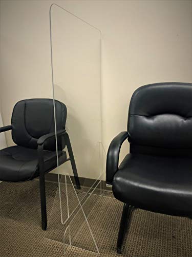 Sneeze Guard - Plastic Protection Barrier - Free Standing Seating Barrier 1/4" Thick Clear Impact Resistant -Ships The Same Day By 2p.m EST (30"W x 55"H Seat Barrier)