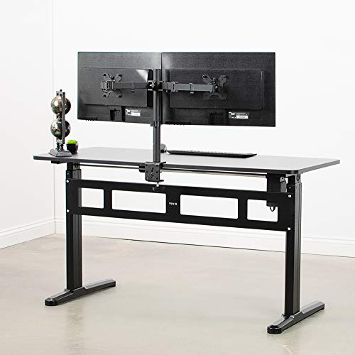 VIVO Electric 55 x 24 inch Stand Up Desk, Complete Height Adjustable Standing Home & Office Workstation with Push Memory Controller, Black Frame and Top, DESK-E155TB