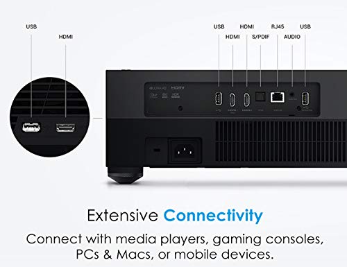 Optoma CinemaX P1 4K UHD Laser TV Home Theater Projector | Bright 3000 Lumens | Ultra Short Throw | Integrated NuForce Soundbar | Stream Netflix and Prime Video | Works with Alexa and Google, Black