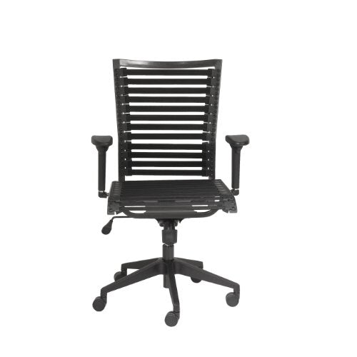 Euro Style Pro Flat Bungie High Back Adjustable Office Chair with Adjustable Arms, Black Bungies with Graphite Black Frame