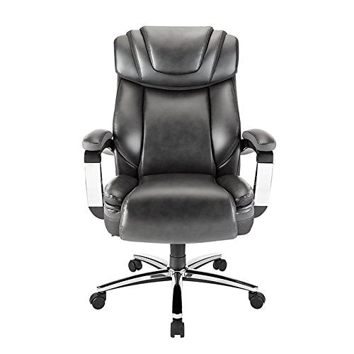 Realspace(R) Axton Big Tall Bonded Leather High-Back Chair, Dark Gray/Chrome
