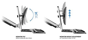 Mount-It! Sit Stand Workstation for Single Monitor and Keyboard - Height Adjustable Standing Desk Mount with Monitor Mount and Keyboard Tray