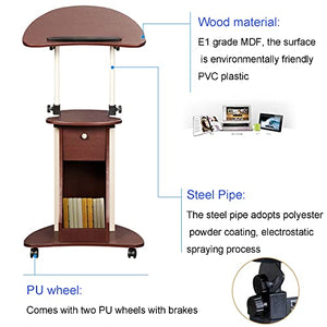 SHABOZ Mobile Laptop Stand - Adjustable Sit-Stand Workstation