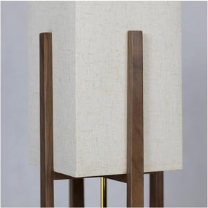 AOKLEY Floor Lamp Japanese Solid Wood Standing Lamp with Fabric Lampshade