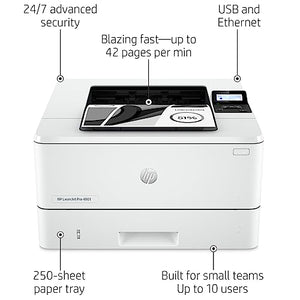 HP Laserjet Pro 4001n Monochrome Laser Printer - Print Only - 42 ppm, 1200 x 1200 dpi, Mobile Printing