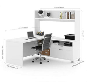 Bestar L-Desk with Open Hutch in White