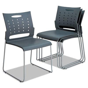 Alera ALESC6546 Continental Series Perforated Back Stacking Chairs, Charcoal Gray (Case of 4)